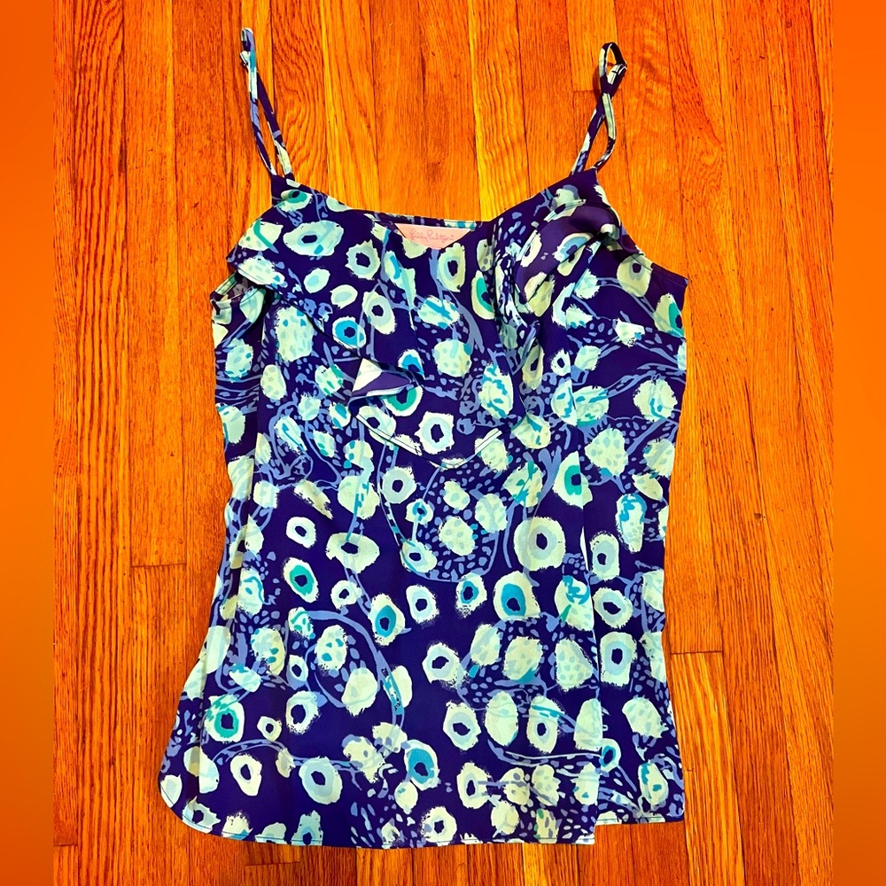 Lilly Pulitzer Karmen Cami Royal Purple Lil Kitty Size Small